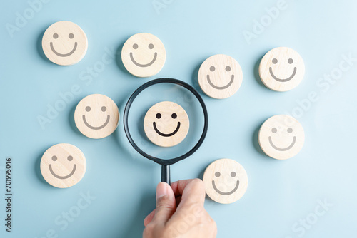 Focus happy smile face. mental health positive thinking and growth mindset, mental health care recovery to happiness emotion.