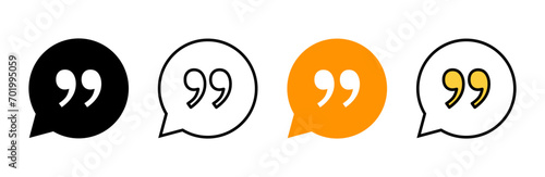 Quote icon set vector. Quotation mark sign and symbol