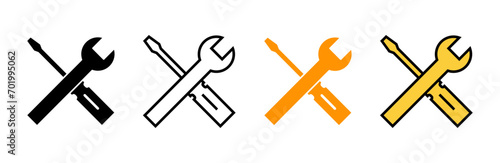 Repair tools icon set vector. tool sign and symbol. setting icon. Wrench and screwdriver. Service photo