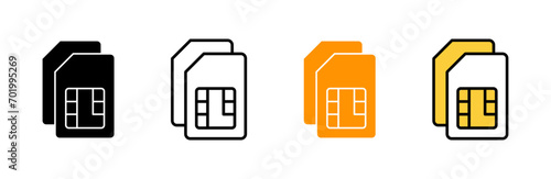 Sim card icon set vector. dual sim card sign and symbol