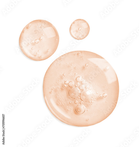 Serum on white background, top view. Skin care product