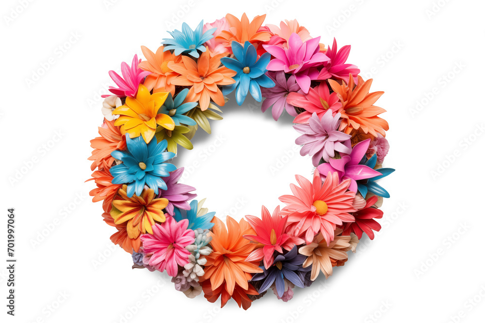 Colorful Floral Wreath Isolated | Isolated on Transparent & White Background | PNG File with Transparency