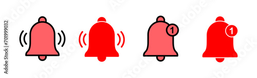 Bell Icon set illustration. Notification sign and symbol for web site design