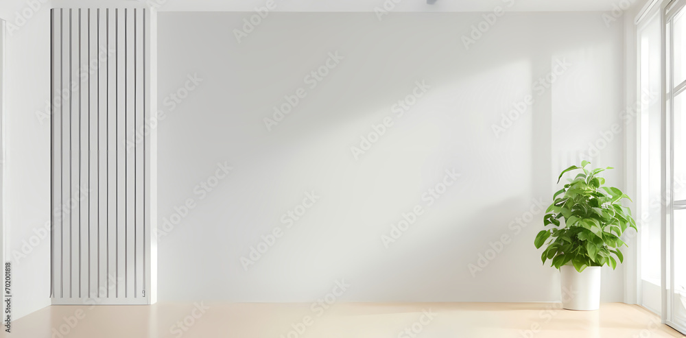Obraz na płótnie photo empty white wall interior with small plant w salonie