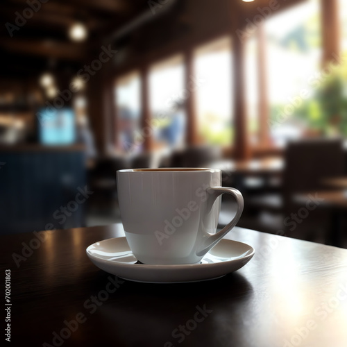 photo a cup of coffee with blur background