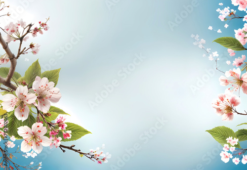 photo cherry blossom frame background with copy space ai generated © XMind