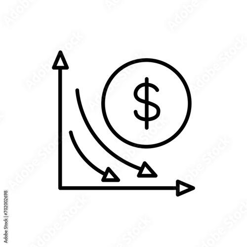 Decrease report outline icons, minimalist vector illustration ,simple transparent graphic element .Isolated on white background