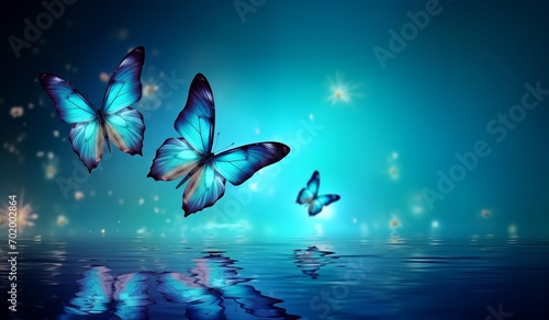 Fairy Butterflies Dancing on the Water. Made with Generative AI Technology