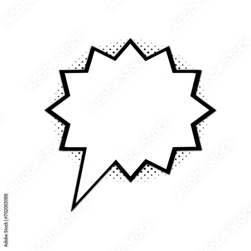 Speech bubble, round quote frame, black and white, dots, transparent background 