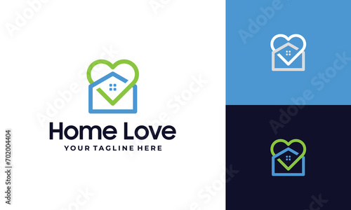 heart and house logo design inspiration with line style