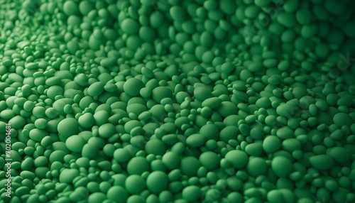 Abstract 3d rendering of small green balls. Futuristic background.