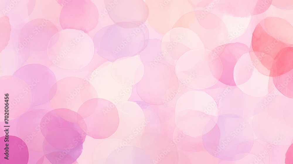 Soft watercolor circles in Bubblegum Pink, Cotton Candy colors styled with a playful vibe, whimsical shapes. Trendy pastel background with creative drawing. Festive card.