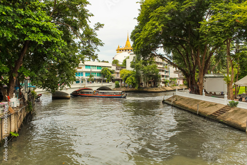 Bangkok, Thailand - April 8, 2022: Khlong boat, a type of water bus line