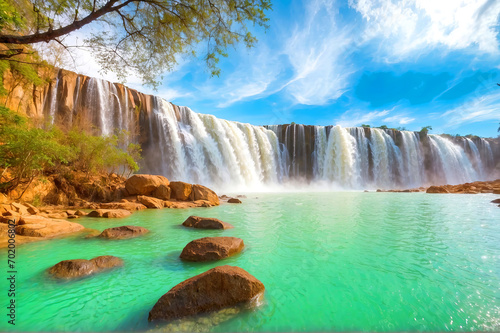Beautiful Dry Nur waterfall in Vietnam