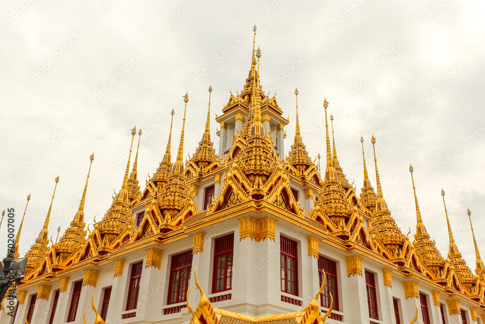 Fototapeta premium Wat Ratchanatdaram Woravihara, Loha Prasat temple at Bangkok city