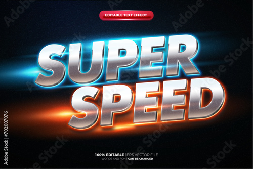 Silver Super Speed glow cinematic 3d editable text effect