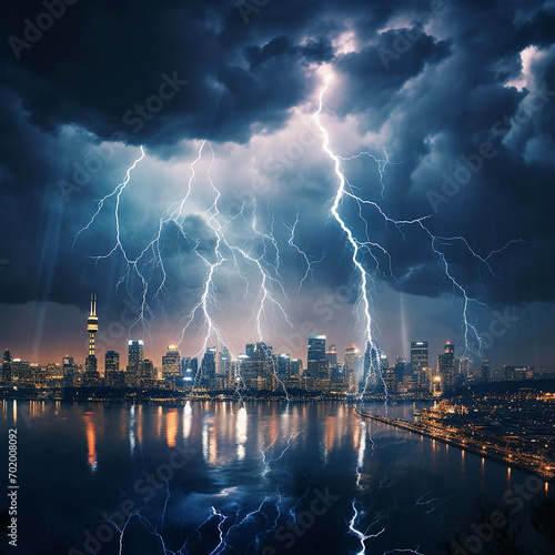 A Thunderstorm over a City Skyline