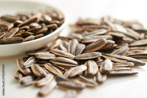 sunflower seeds on white background