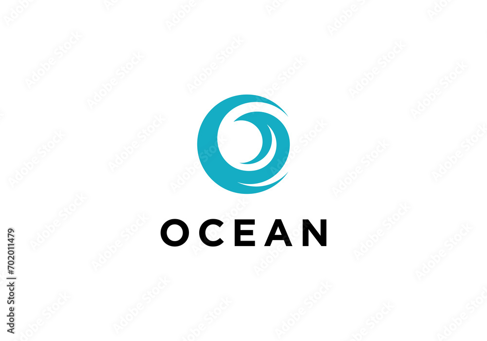 Ocean Wave Logo Template Vector, Ocean simple and modern logo design