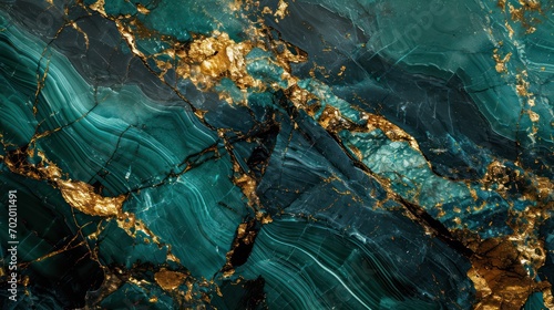 A beautiful seamless marble background in dark green emerald and gold colors