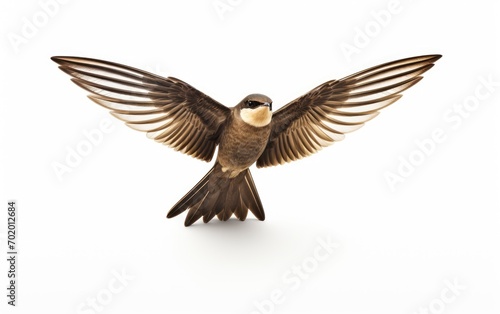 Flying Swift bird isolated on white background.