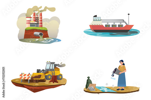  Full set of environmental pollution illustration