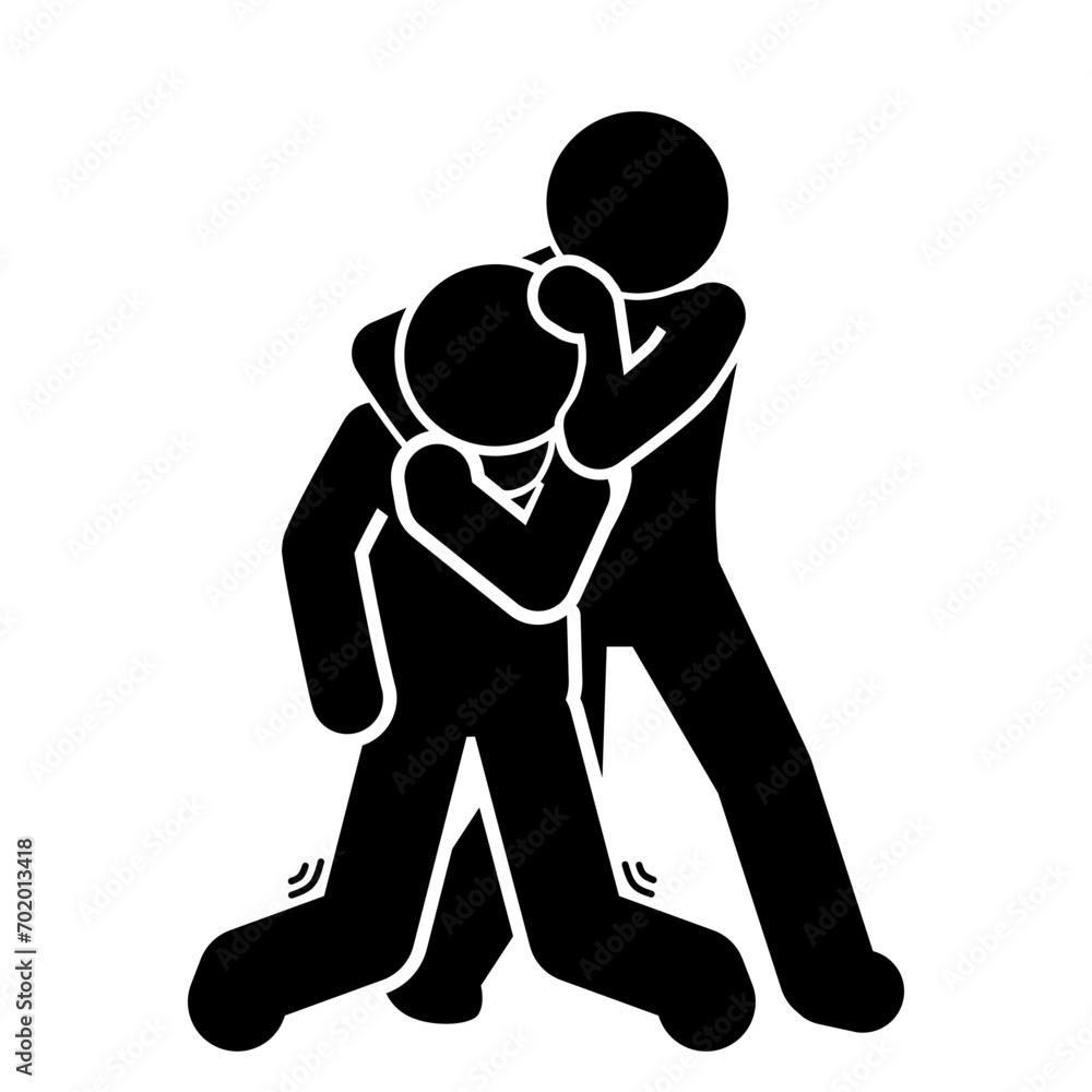 vector illustration of mixed martial arts, fighting, brawling, throwing, punching