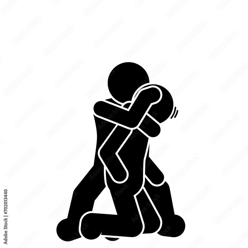 vector illustration of mixed martial arts, fighting, brawling, throwing, punching