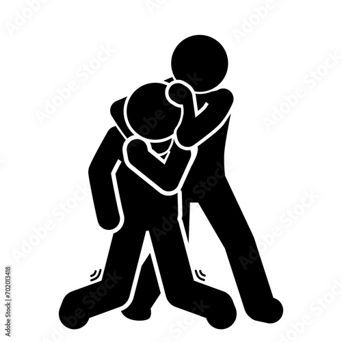vector illustration of mixed martial arts, fighting, brawling, throwing, punching