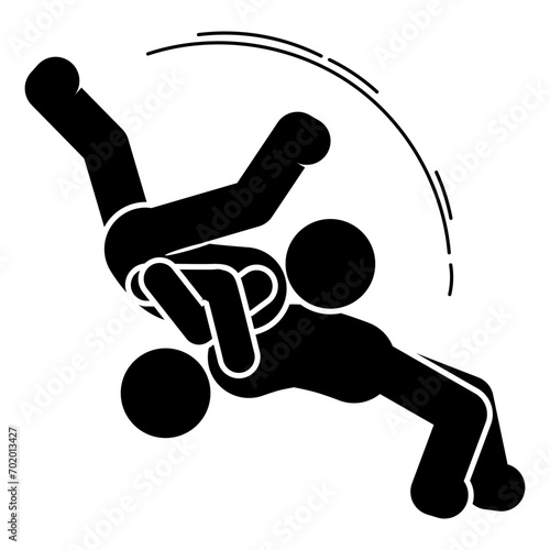 vector illustration of mixed martial arts, fighting, brawling, throwing, punching