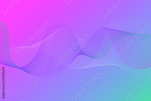 Abstract wave shape on gradient vivid bright magenta blue background. Minimal futuristic design backdrop.