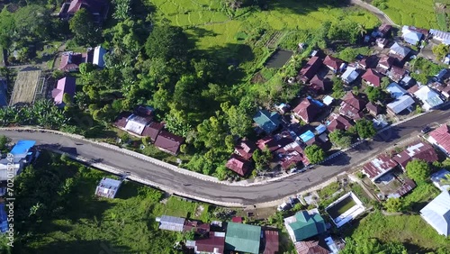 Aerial village around Moni Village near the Kelimutu National Park in East Nusa Tenggara, Indonesia.  photo