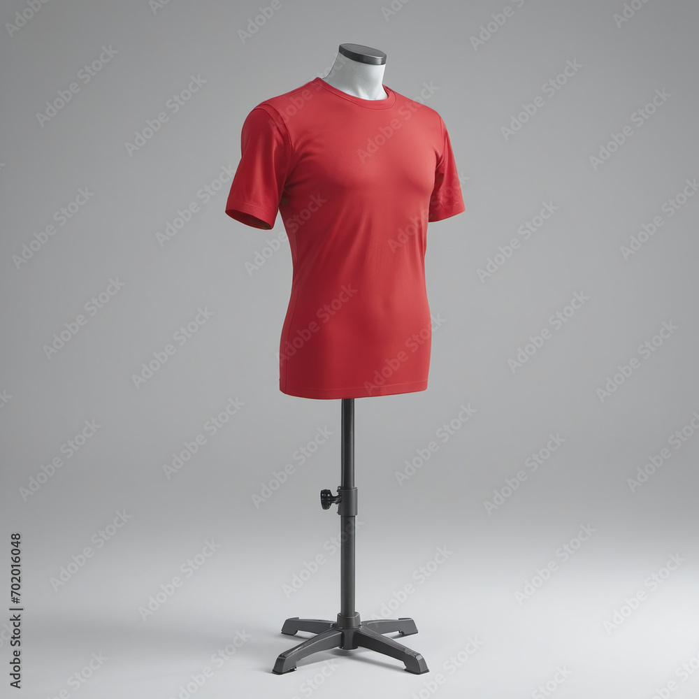 Red t-shirt mock up, front view, isolated. Plain red shirt mockup