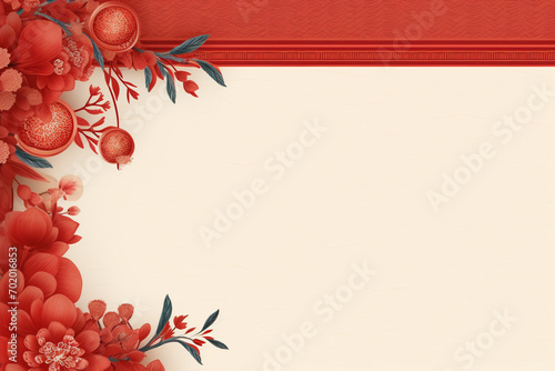 border of chinese new year greeting card with empty space design,chinese new year background ,Generated By Ai
