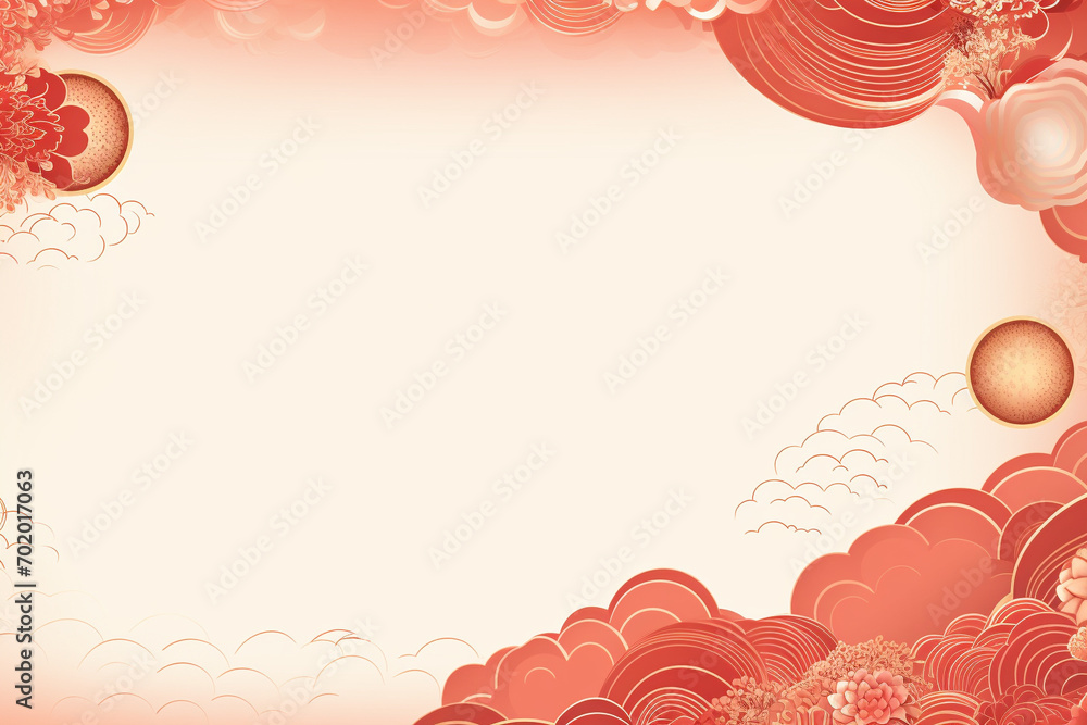 Naklejka premium border of chinese new year card with empty space design,chinese new year background ,Generated By Ai