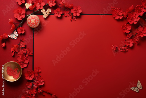 chinese new year card with empty space design,chinese new year background ,Generated By Ai