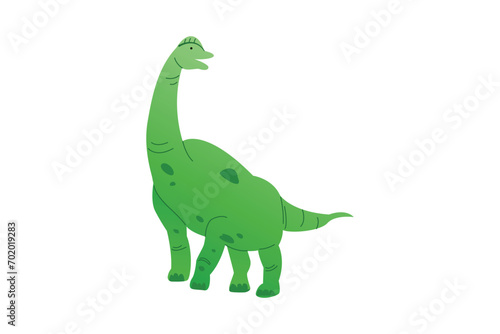 Big Brontosaurus with a Green Body   Dinosaur Illustration  © vectorclans
