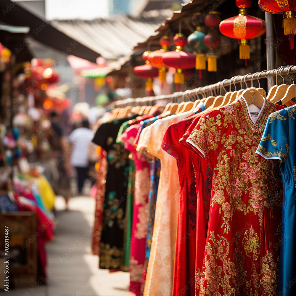 A Chinese Market selling Traditional Chinese Attire