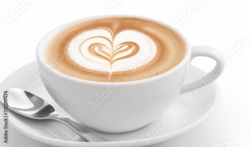 Cup of cappuccino on the table on white background from AI Generative