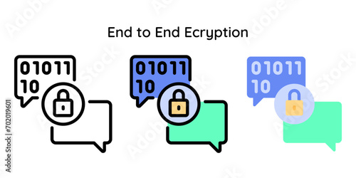 End to End Encryption Icon Related to Cyber Security. Line, Line Color, Flat Style