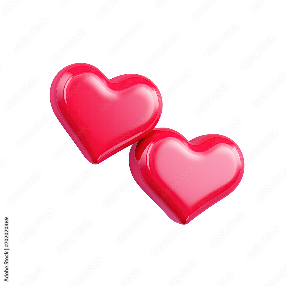 two red hearts isolated on white