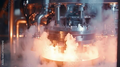Closeup of steam being released from the reactor core, as the immense heat generated by the nuclear reactions is converted into energy. photo