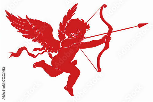 A cupid holding bow and arrow. isolated on white background.AI generative photo