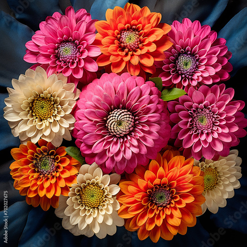 Bright Zinnias Arranged in A Bouquet