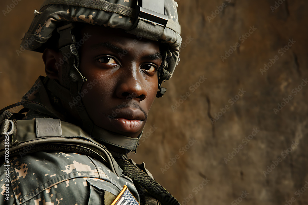 portrait of african american black soldier wearing in military clothing ...