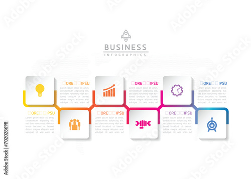 Vector infographic business presentation template connected with 6 options