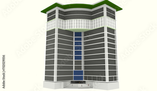 skyscraper 3d rendering isolated in white