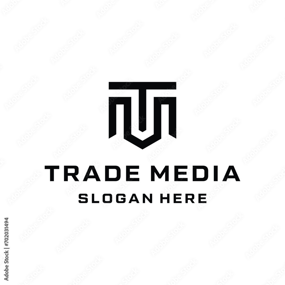 Initial Letter M MT TM T Monogram with Simple Geometric Line Art Style For Business Brand Inspiration Logo Design.