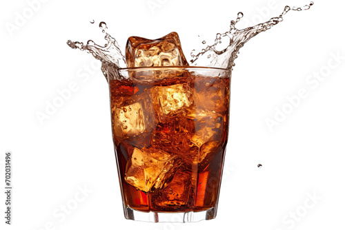 Cola drink at the glass with splash On Transparent Background