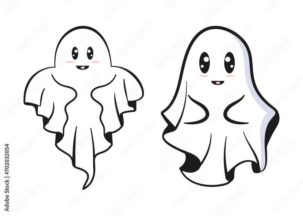 Fototapeta premium Ghost mascot cartoon cute character vector illustration isolated on white background
